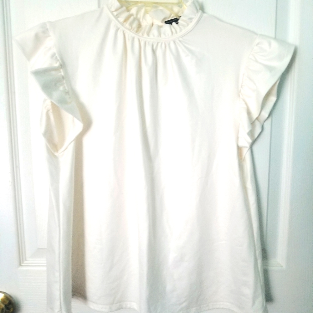 White polyester shirt with Ruffles by touch me Size M